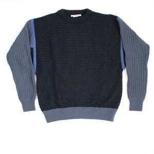 Fenzi Wool Sweater Vintage 90s Mens XL Black Ribbed Mohair Apres Ski Preppy